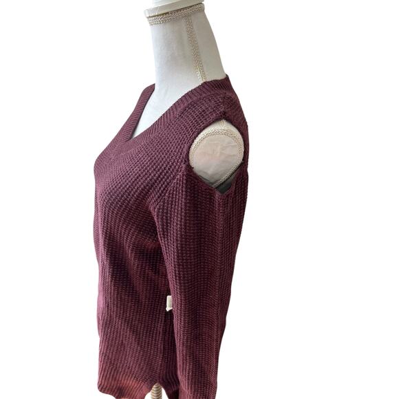 Lucy & Laurel Waffle Knit Sweater Plum M - Picture 2 of 7